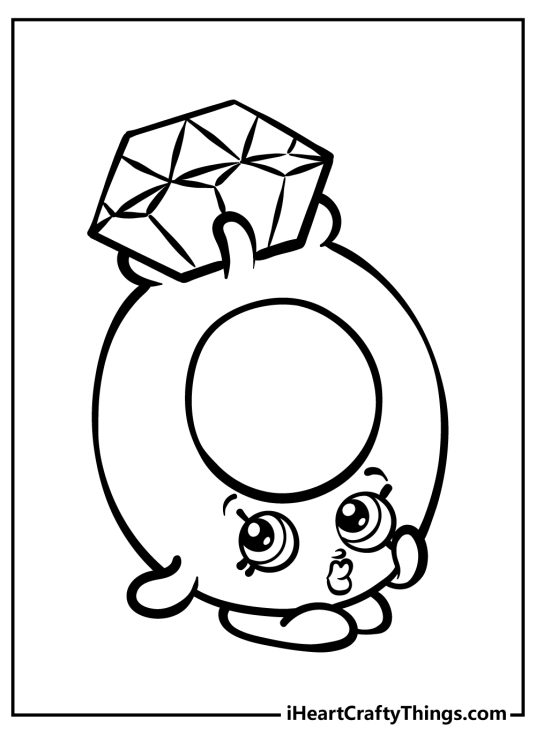 Free printable drawing for kids featuring elegant Shopkins looking like a diamond ring