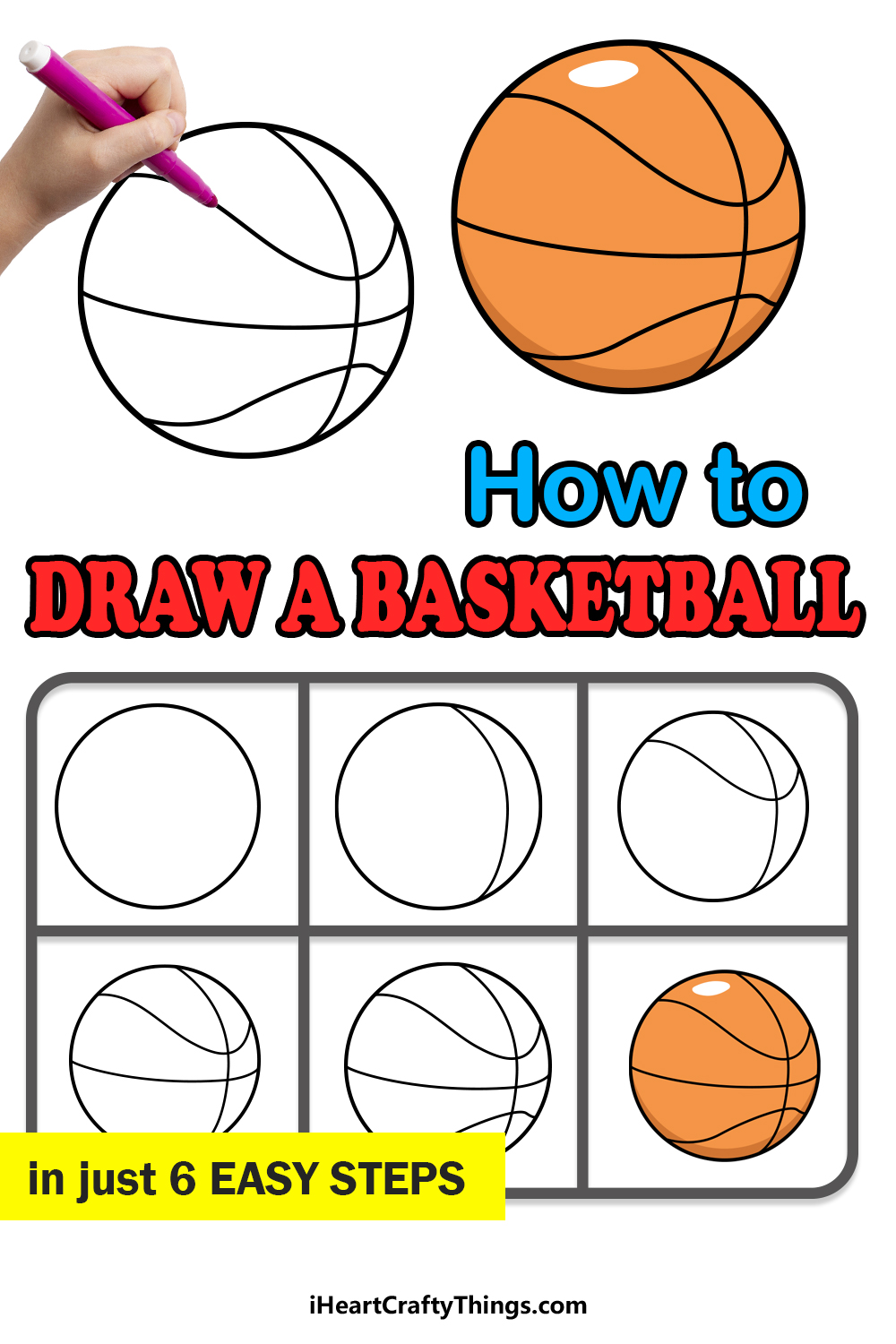 how to draw a basketball in 6 easy steps