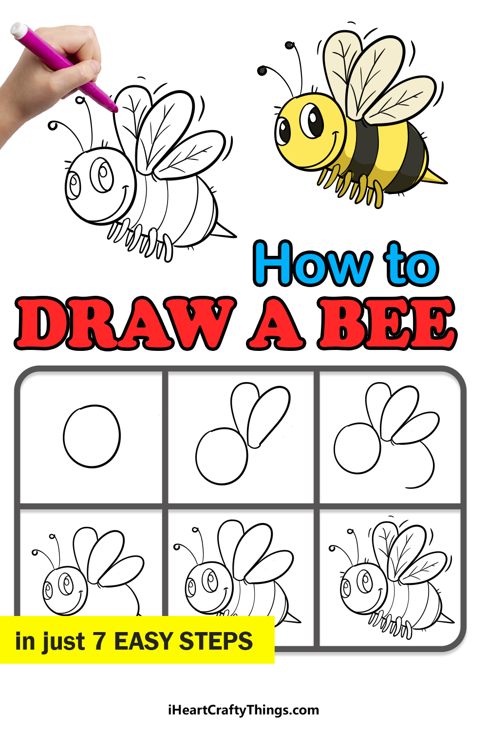 how to draw a bee in 7 easy steps