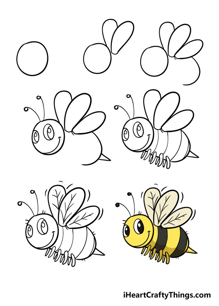 Bee Drawing - How To Draw A Bee Step By Step