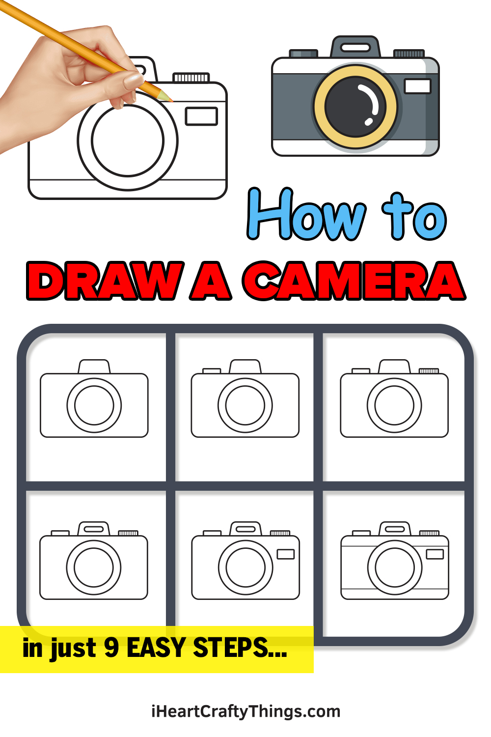 how to draw a camera in 9 easy steps