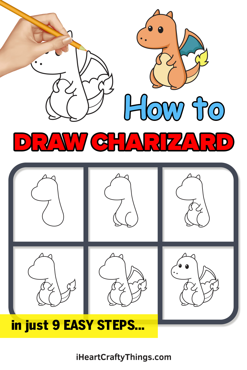 how to draw charizard in 9 easy steps