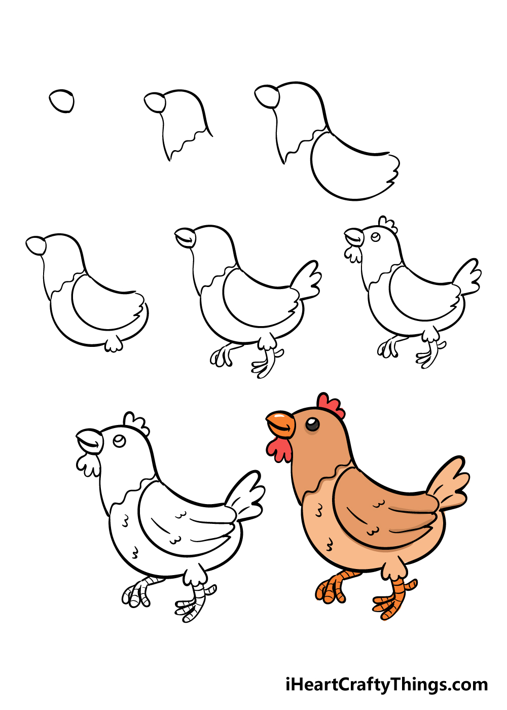 how to draw a chicken