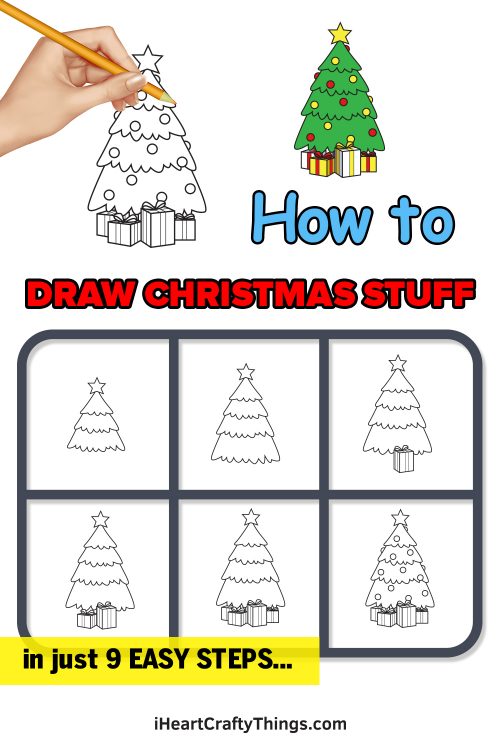 Christmas Stuff Drawing - How To Draw Christmas Stuff Step By Step