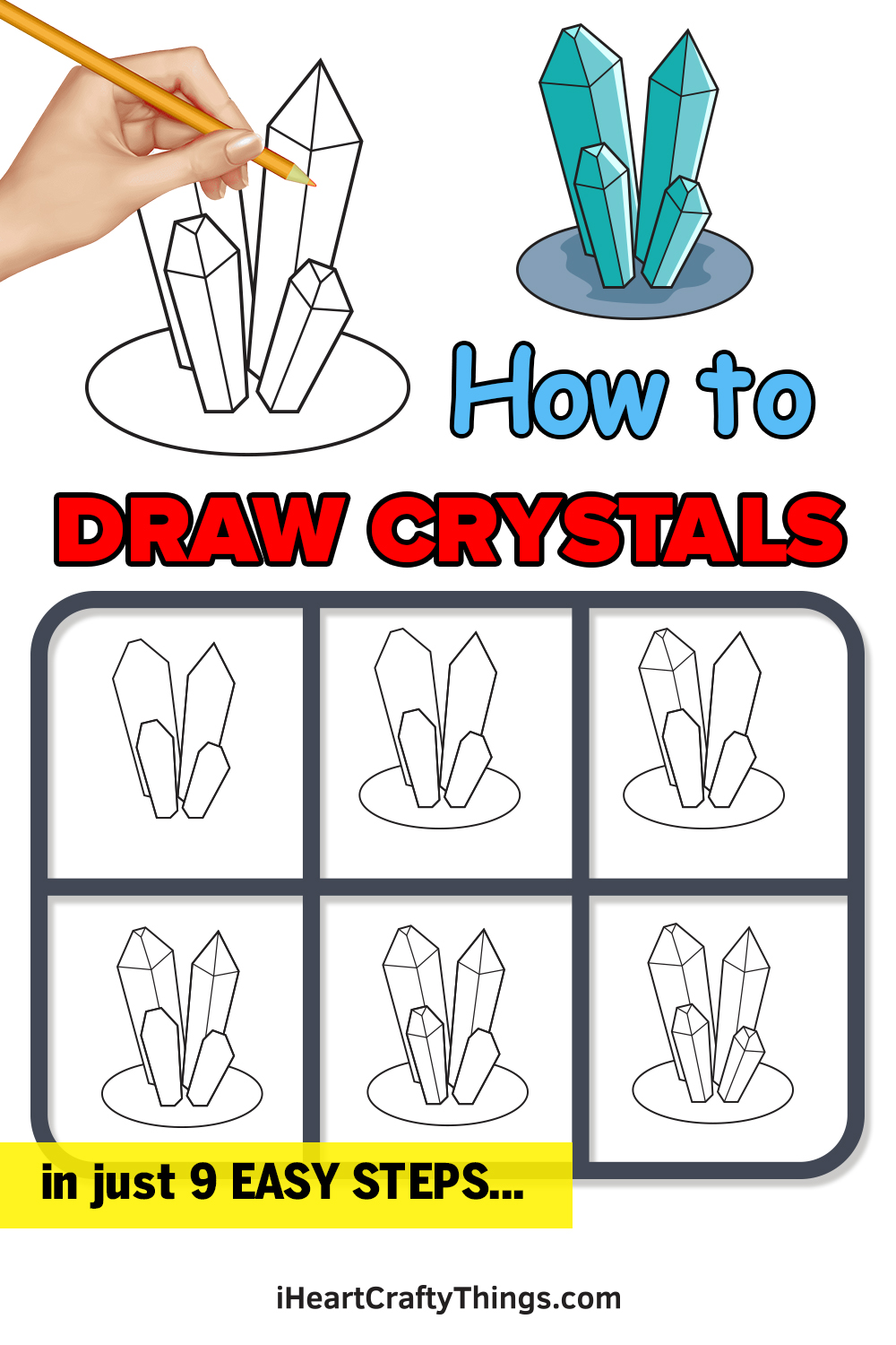 Crystals Drawing How To Draw Crystals Step By Step