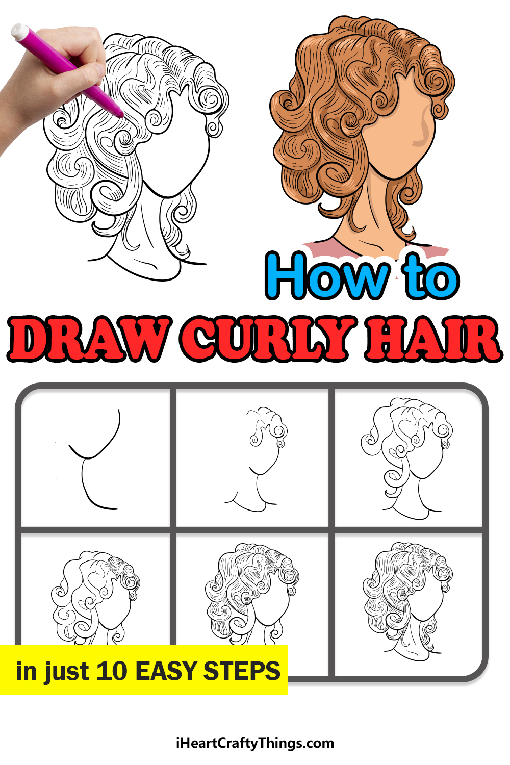 how to draw curly hair in 10 easy steps