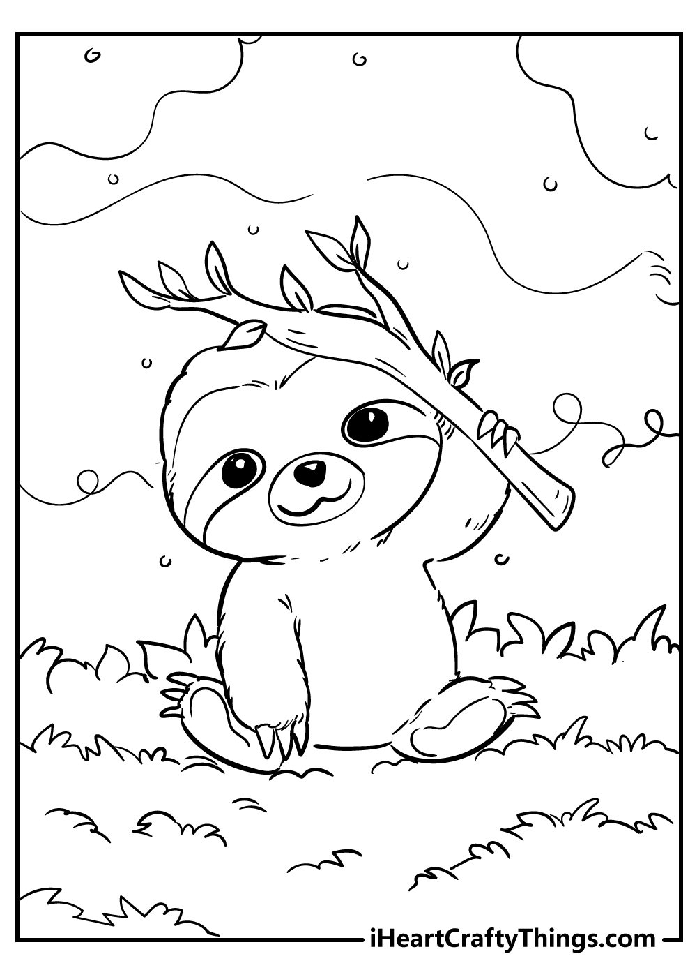 baby sloth cartoon to color