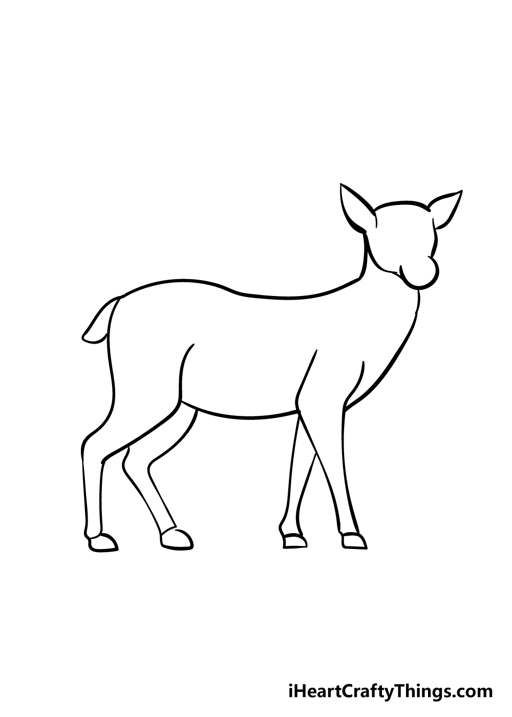 Animal Sika Deer Drawing Simple Black And White PNG Images | AI Free  Download - Pikbest