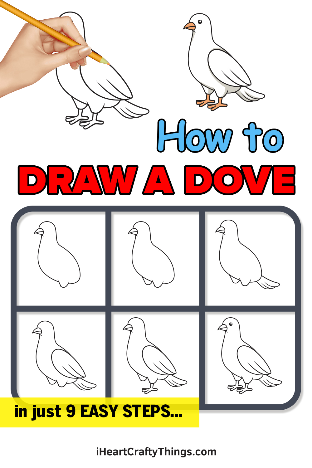 how to draw a dove in 9 easy steps