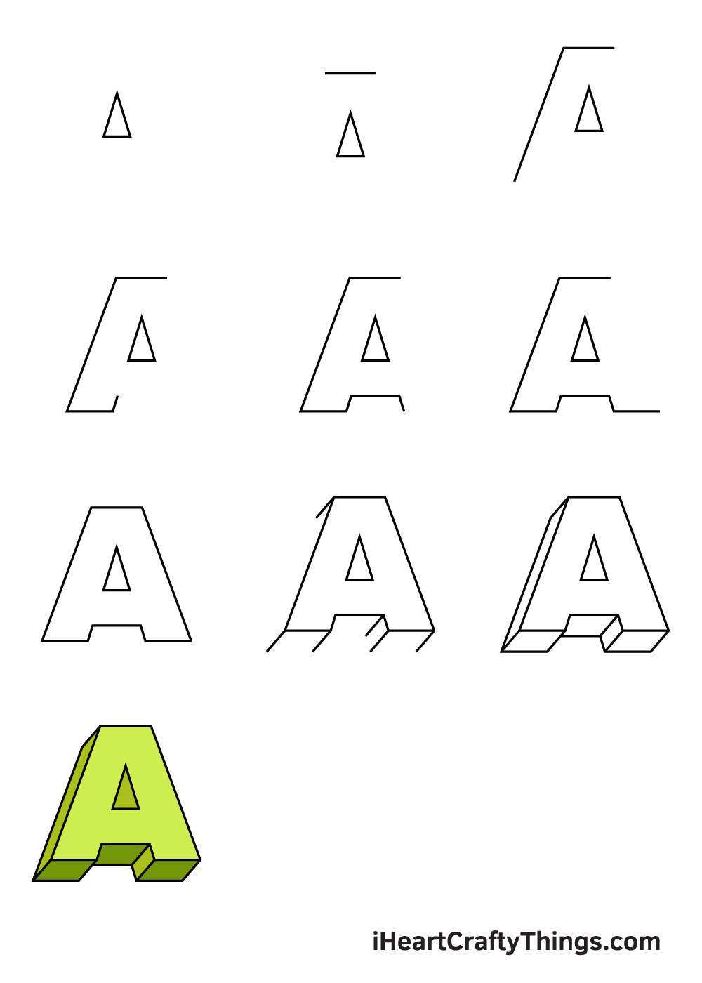 How To Draw 3D Letters A - Draw Spaces