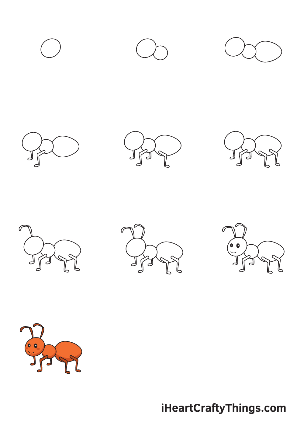 drawing ant in 9 steps