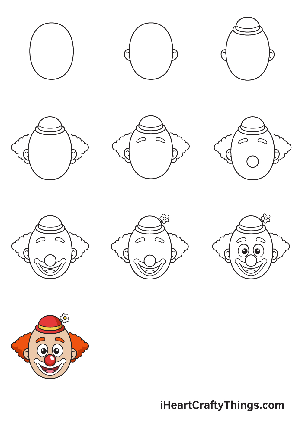 Clown Drawing How To Draw A Clown Step By Step 2097