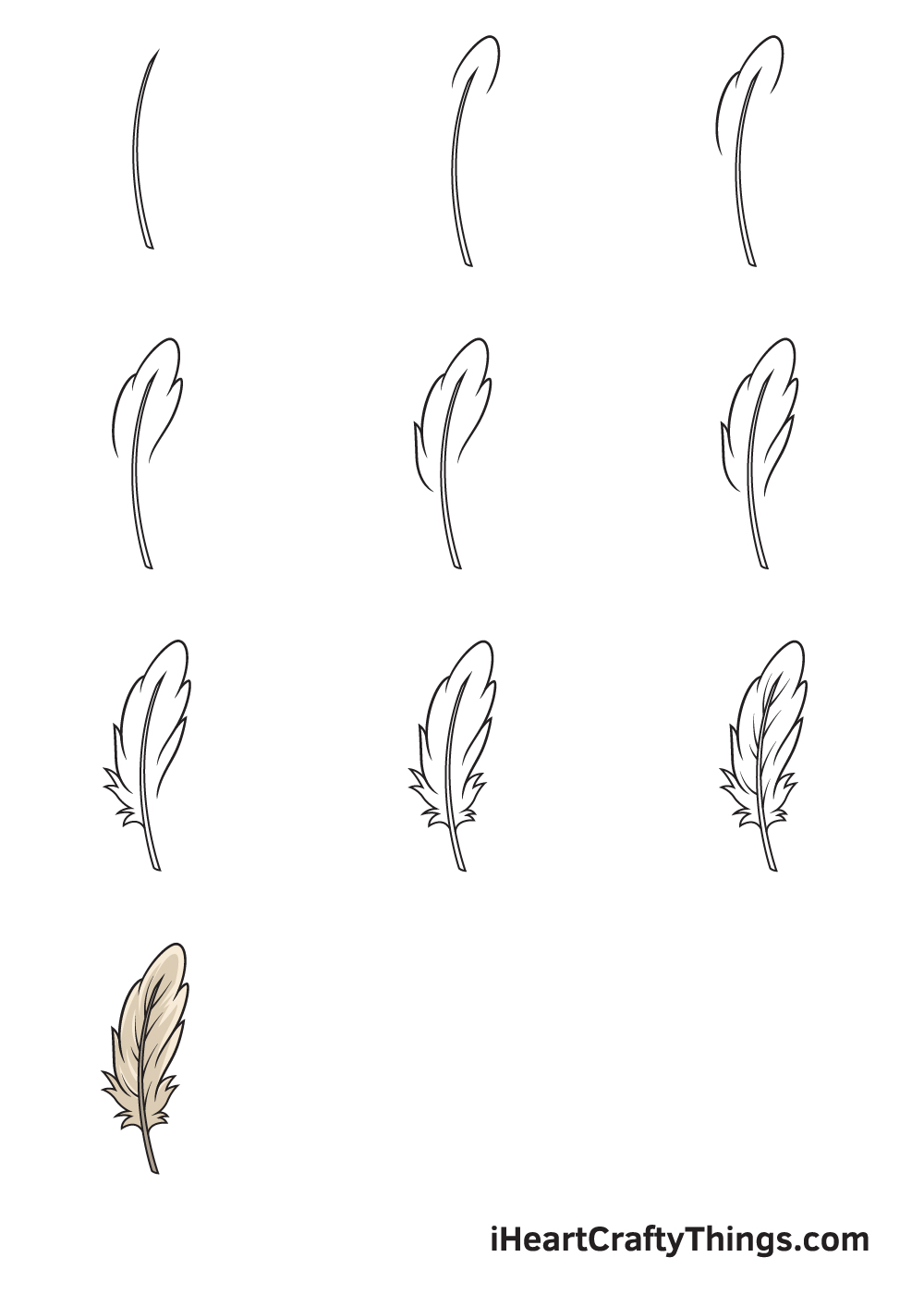 drawing feather in 9 easy steps