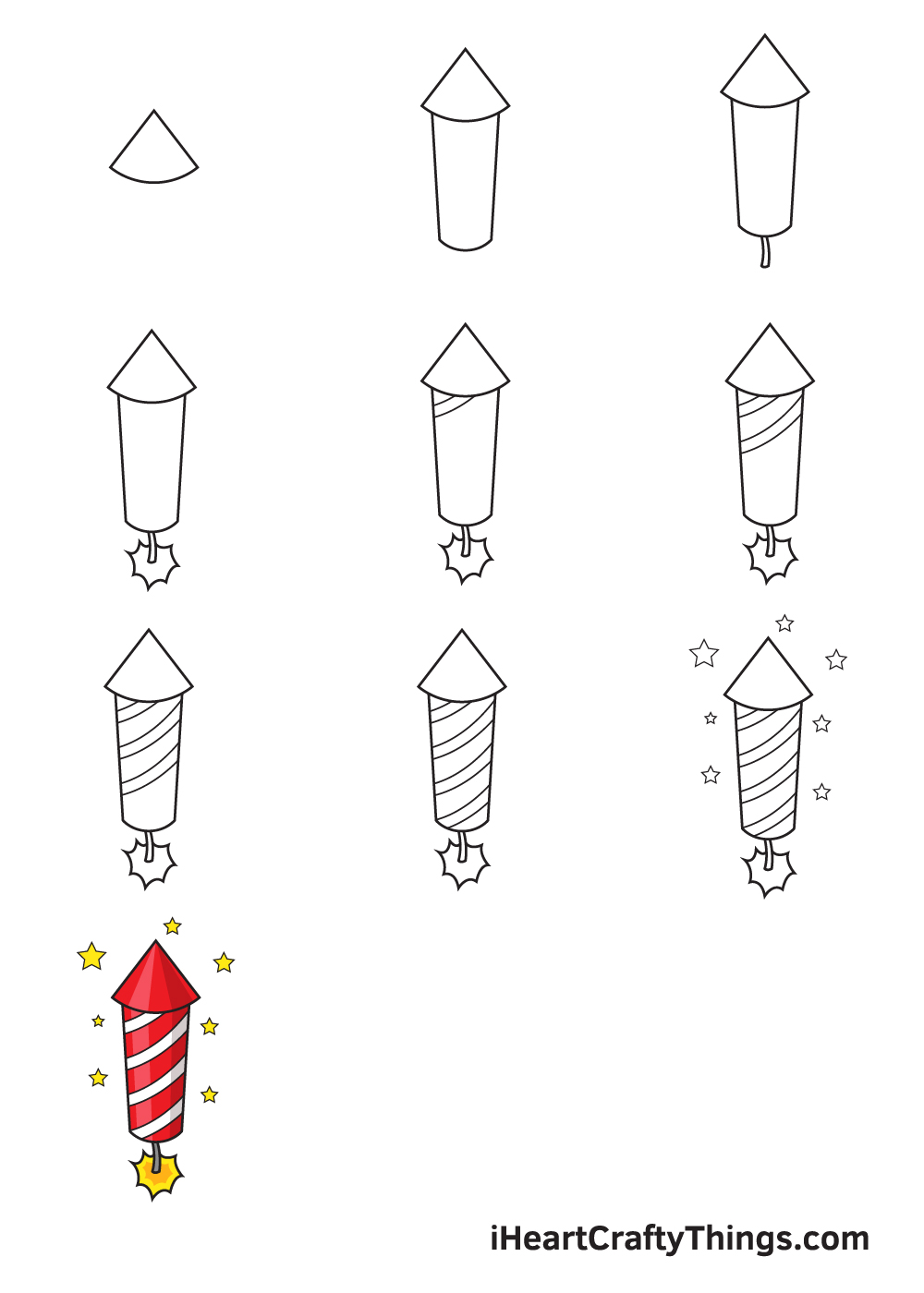 Fireworks Drawing — How To Draw Fireworks Step By Step