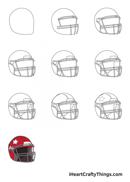 Football Helmet Drawing - How To Draw A Football Helmet Step By Step