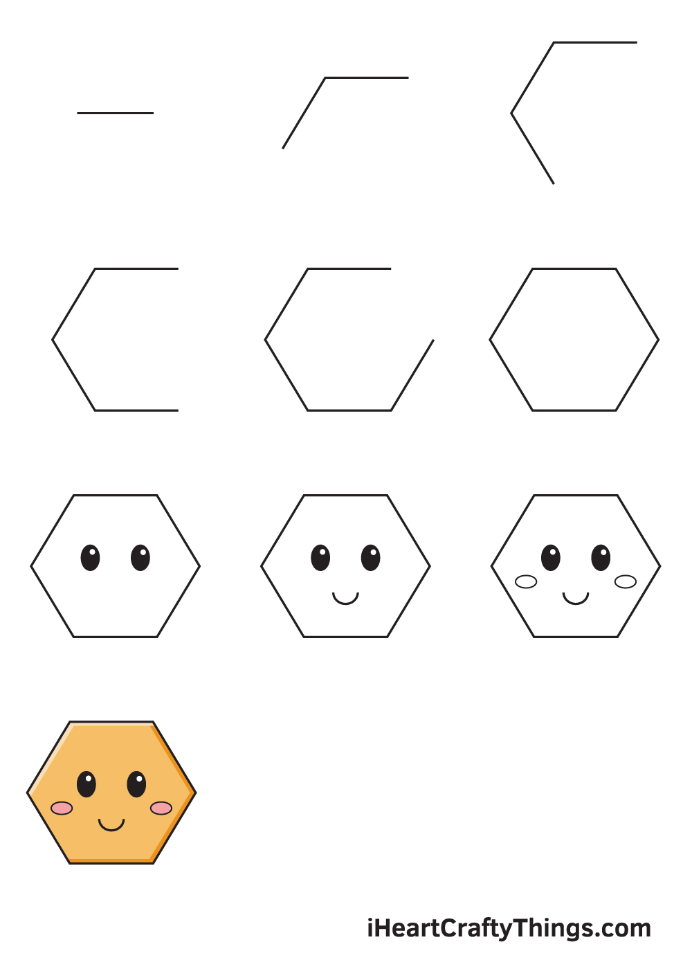 Hexagon Drawing — How To Draw A Hexagon Step By Step