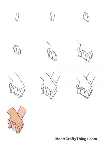 Holding Hands Drawing - How To Draw Holding Hands Step By Step