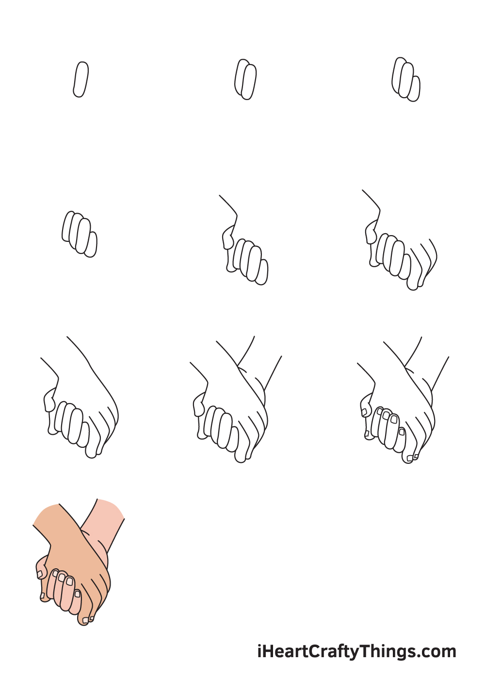 Holding Hands Drawing How To Draw Holding Hands Step By Step