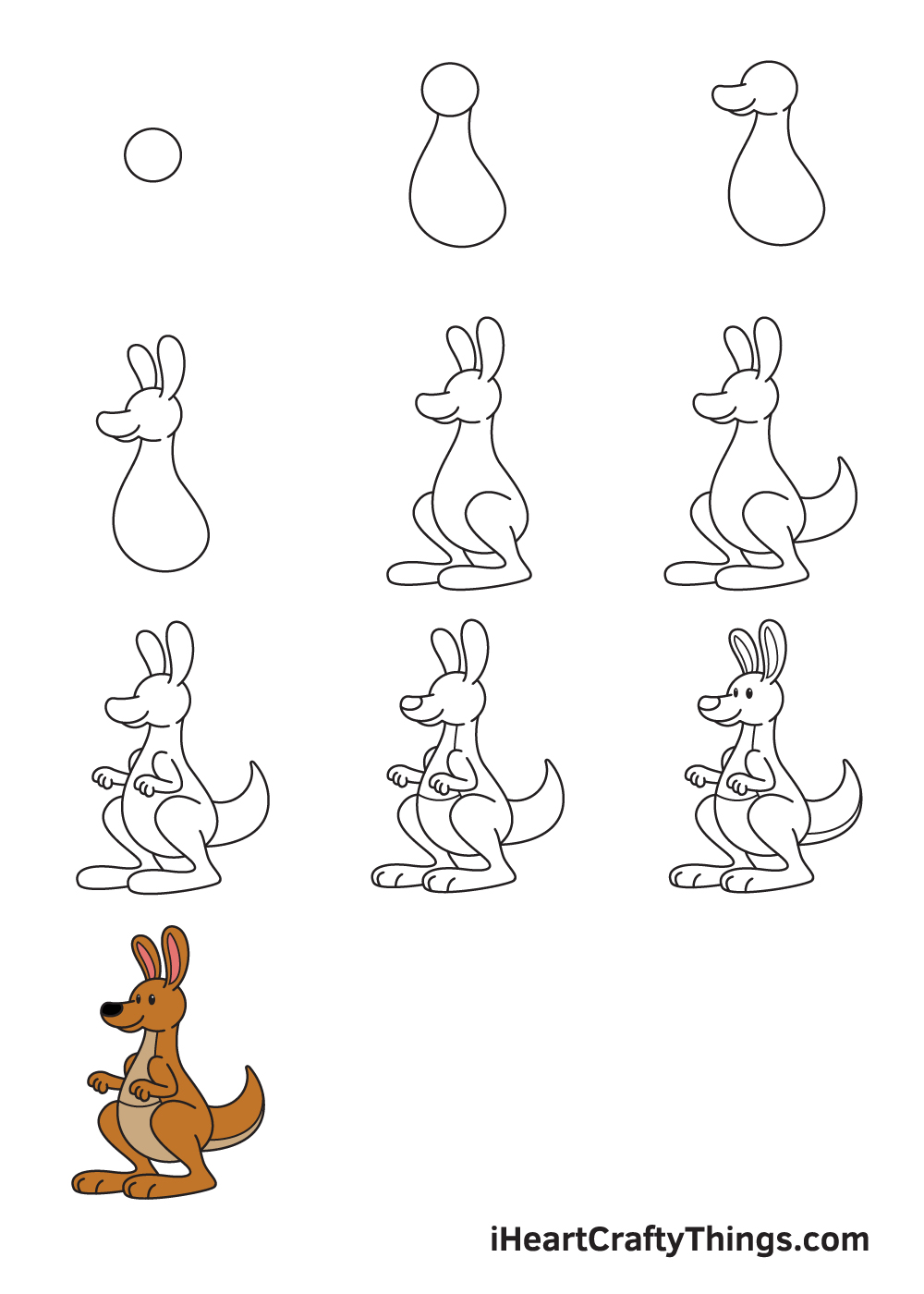 drawing kangaroo in 9 steps