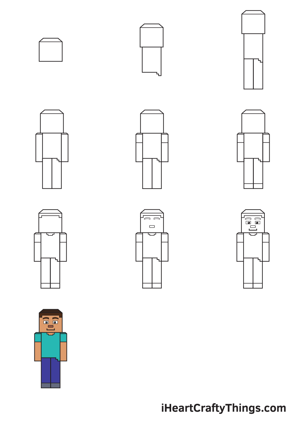 drawing minecraft in 9 easy steps