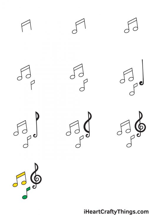 Music Notes Drawing How To Draw Music Notes Step By Step