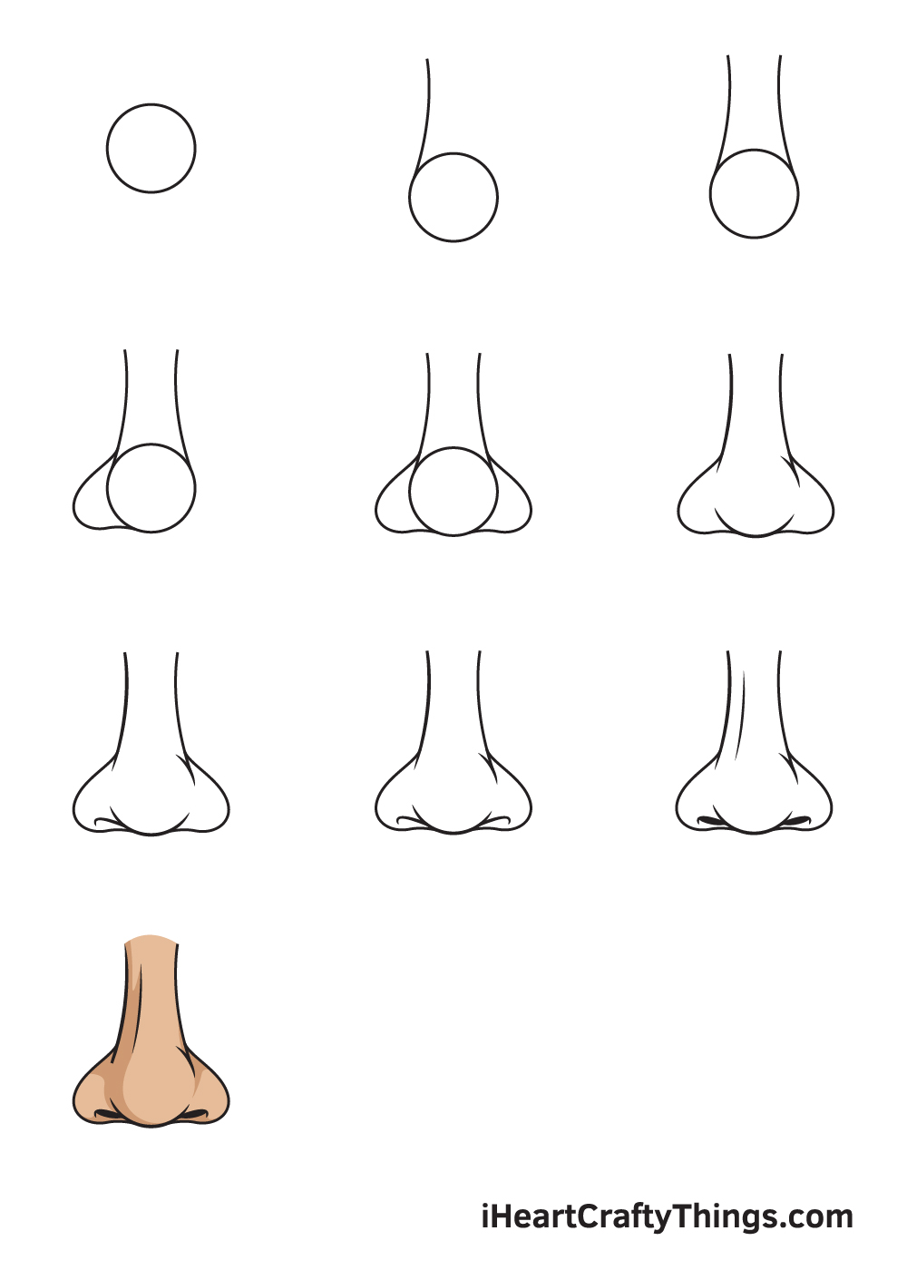 drawing nose in 9 easy steps