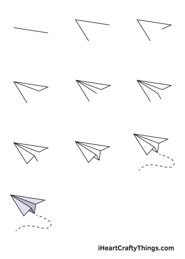 Paper Airplane Drawing How To Draw A Paper Airplane Step By Step