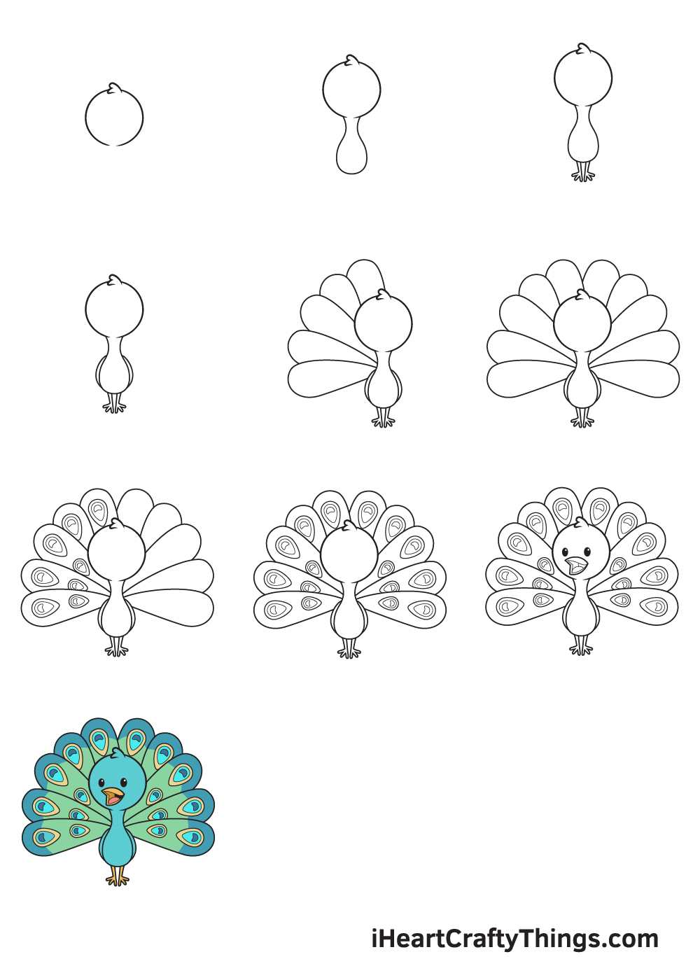 simple peacock drawings