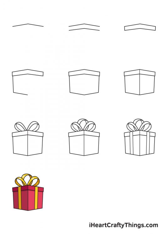 Present Drawing How To Draw A Present Step By Step