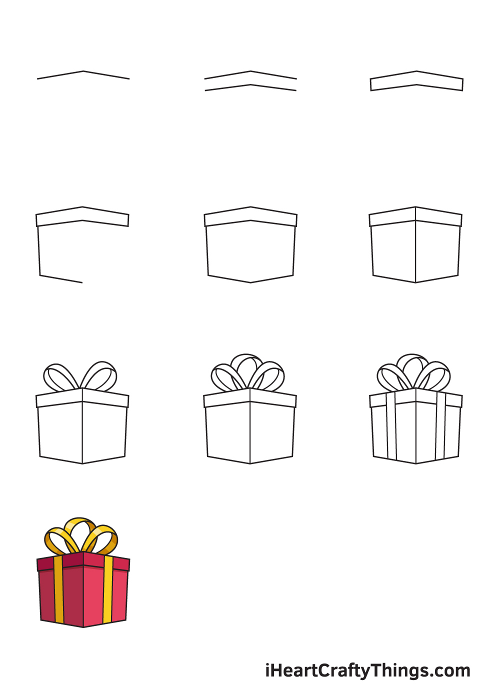 How to Draw a Gift Box Step-by-Step - Geotobox