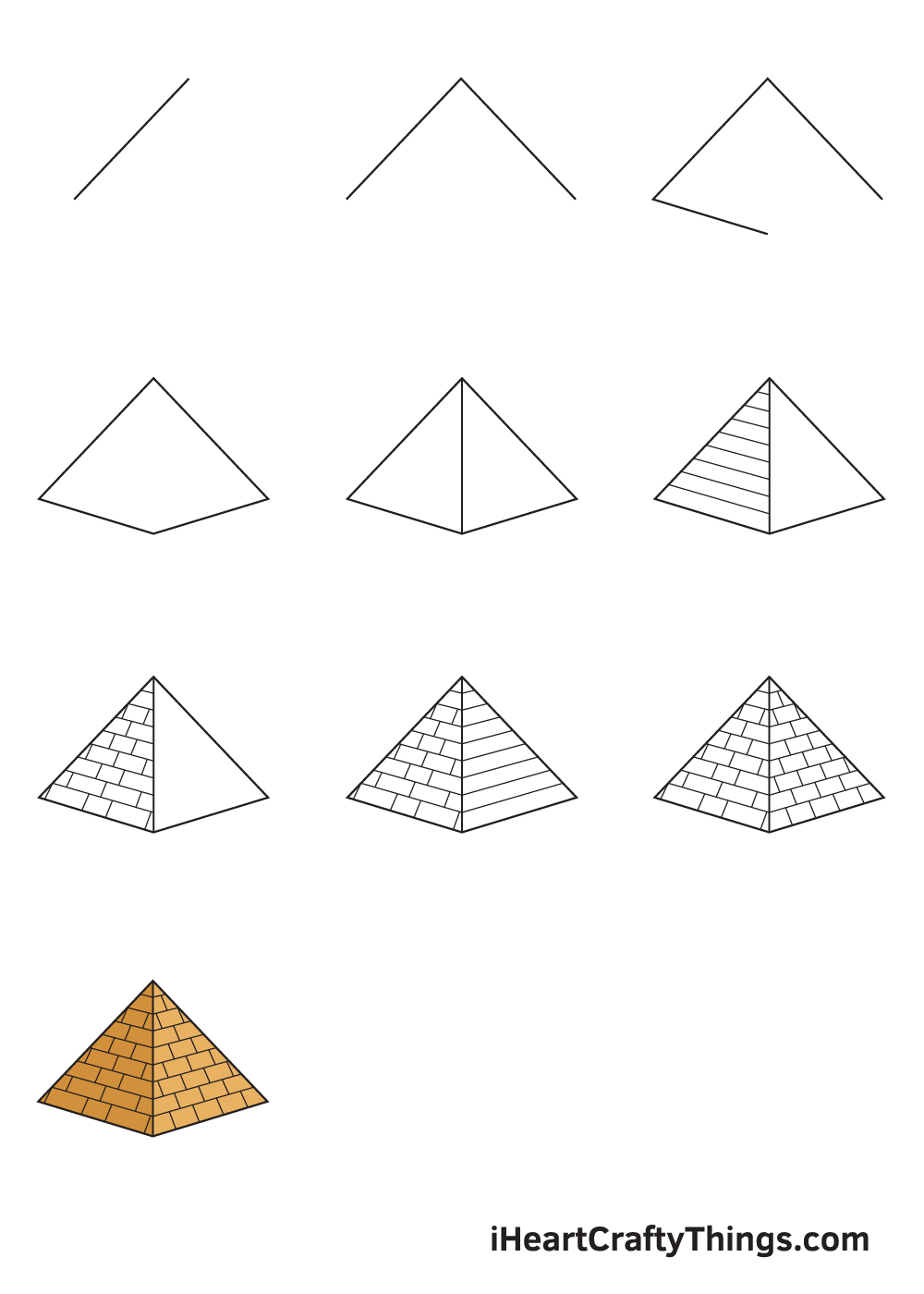 Pyramid Drawing How To Draw A Pyramid Step By Step 