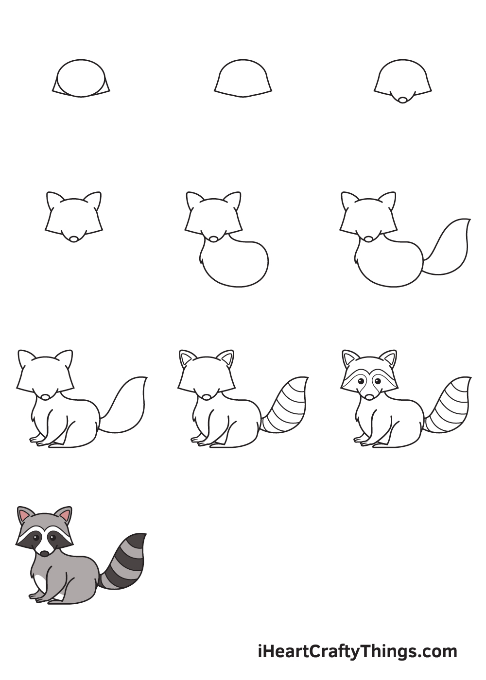 how to draw a realistic raccoon