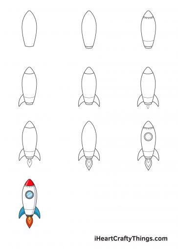 Rocket Drawing - How To Draw A Rocket Step By Step