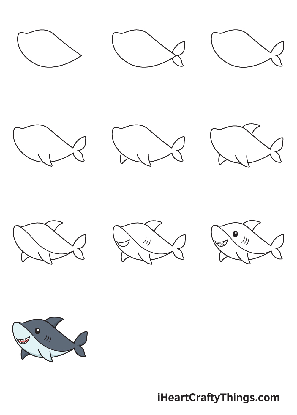 Shark Drawing — How To Draw A Shark Step By Step