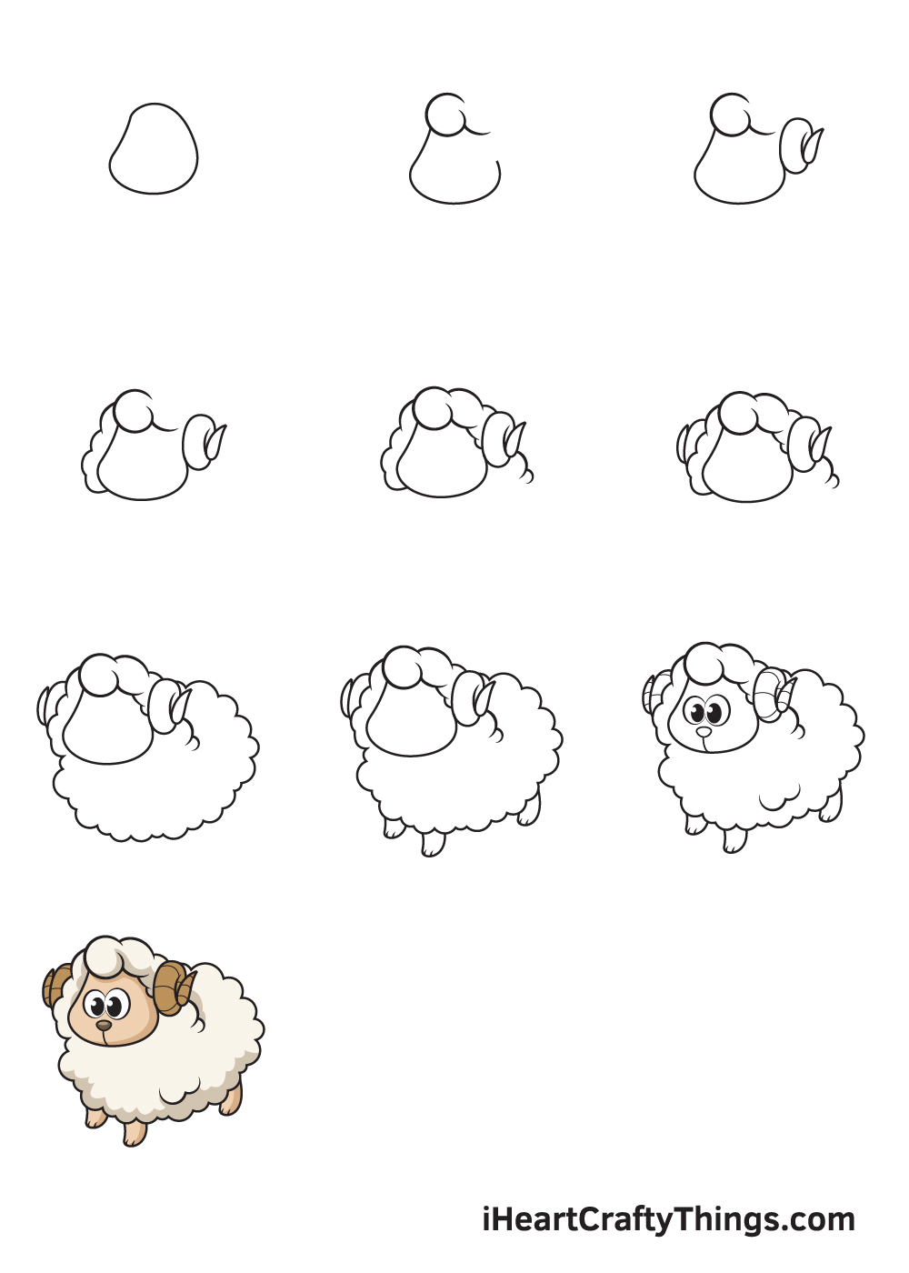 Sheep Drawing — How To Draw A Sheep Step By Step