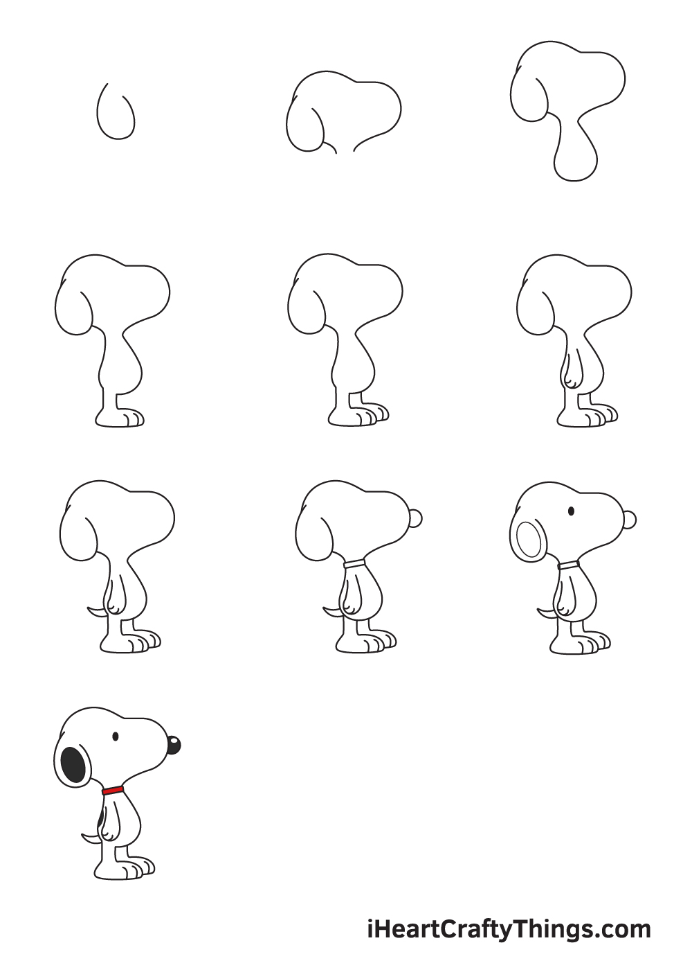 drawing snoopy in 9 easy steps
