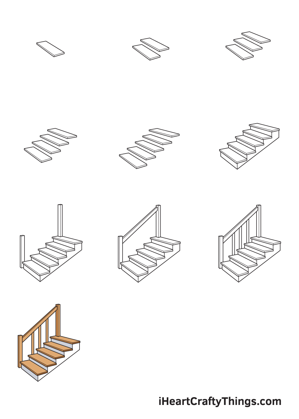 drawing stairs in 9 steps