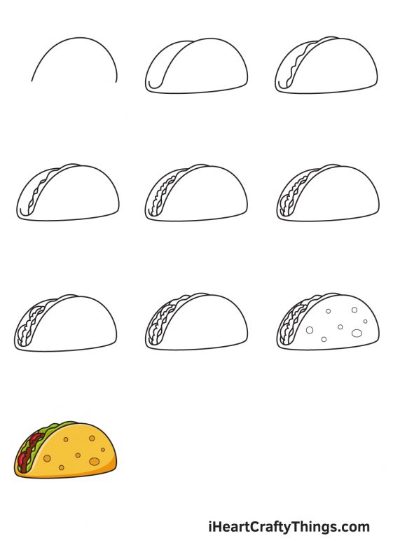 Taco Drawing How To Draw A Taco Step By Step