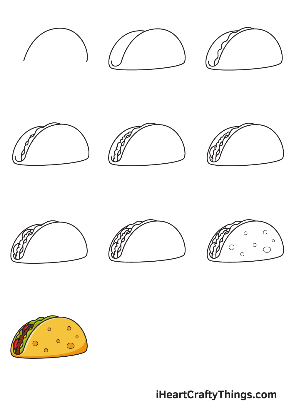 drawing taco in 9 steps