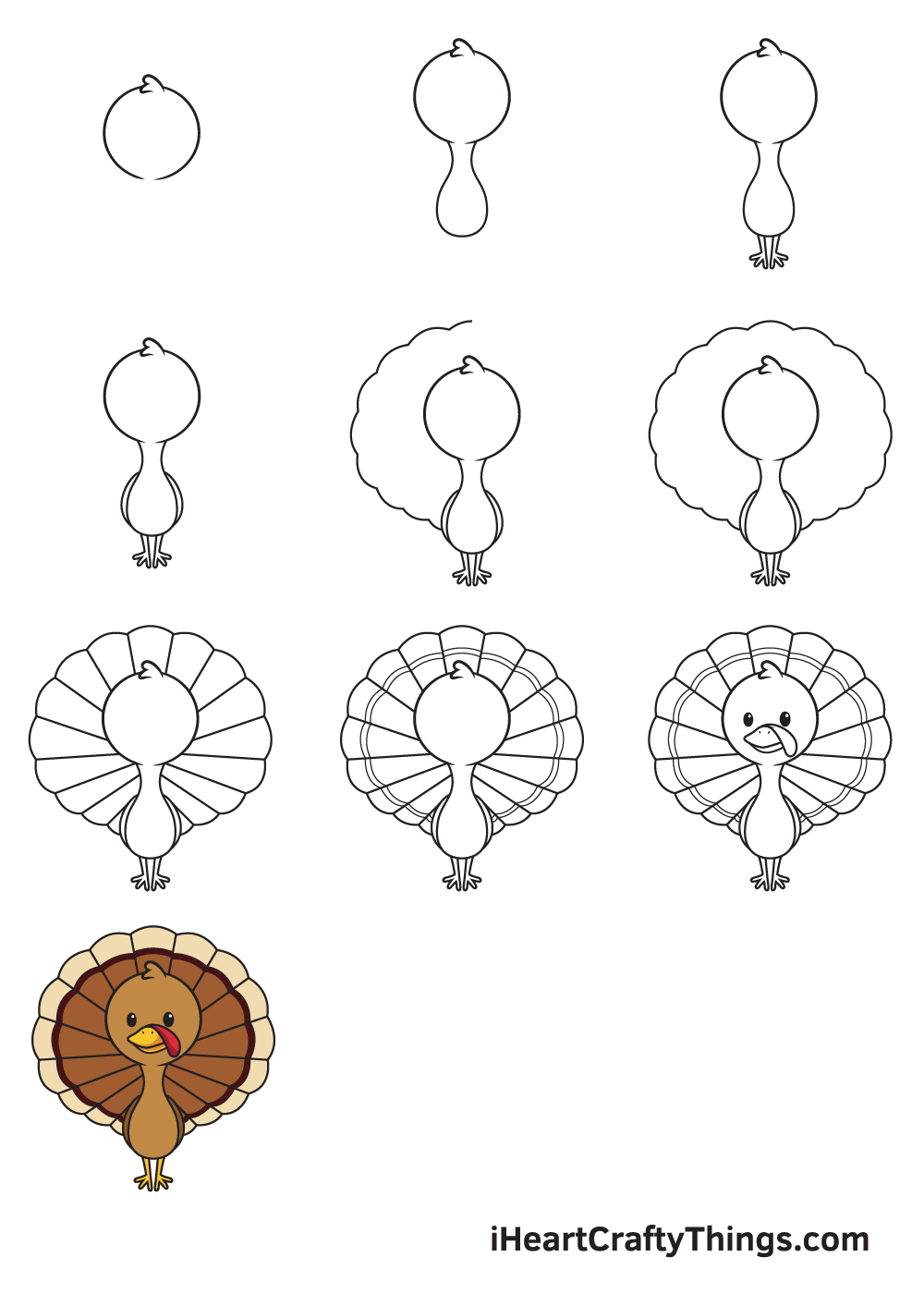 how to draw a turkey easy