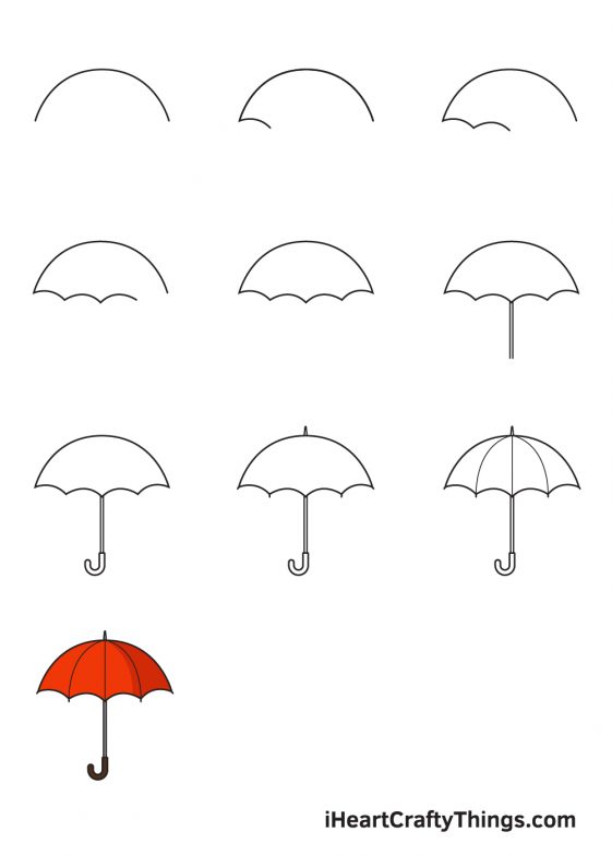 Umbrella Drawing - How To Draw An Umbrella Step By Step