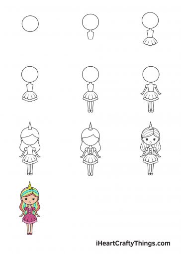 Unicorn Girl Drawing - How To Draw A Unicorn Girl Step By Step