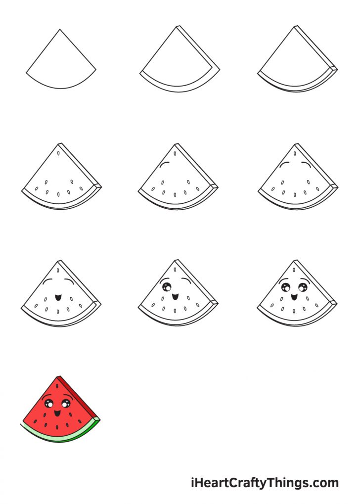 Watermelon Drawing How To Draw A Watermelon Step By Step