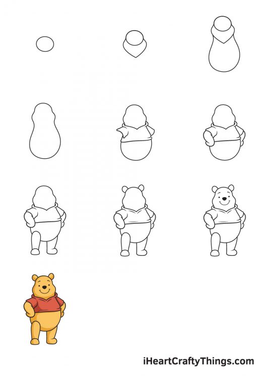 Winnie The Pooh Step-by-step Drawing Tutorial. 381