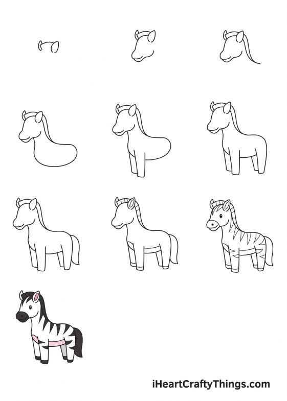 Zebra Drawing - How To Draw A Zebra Step By Step