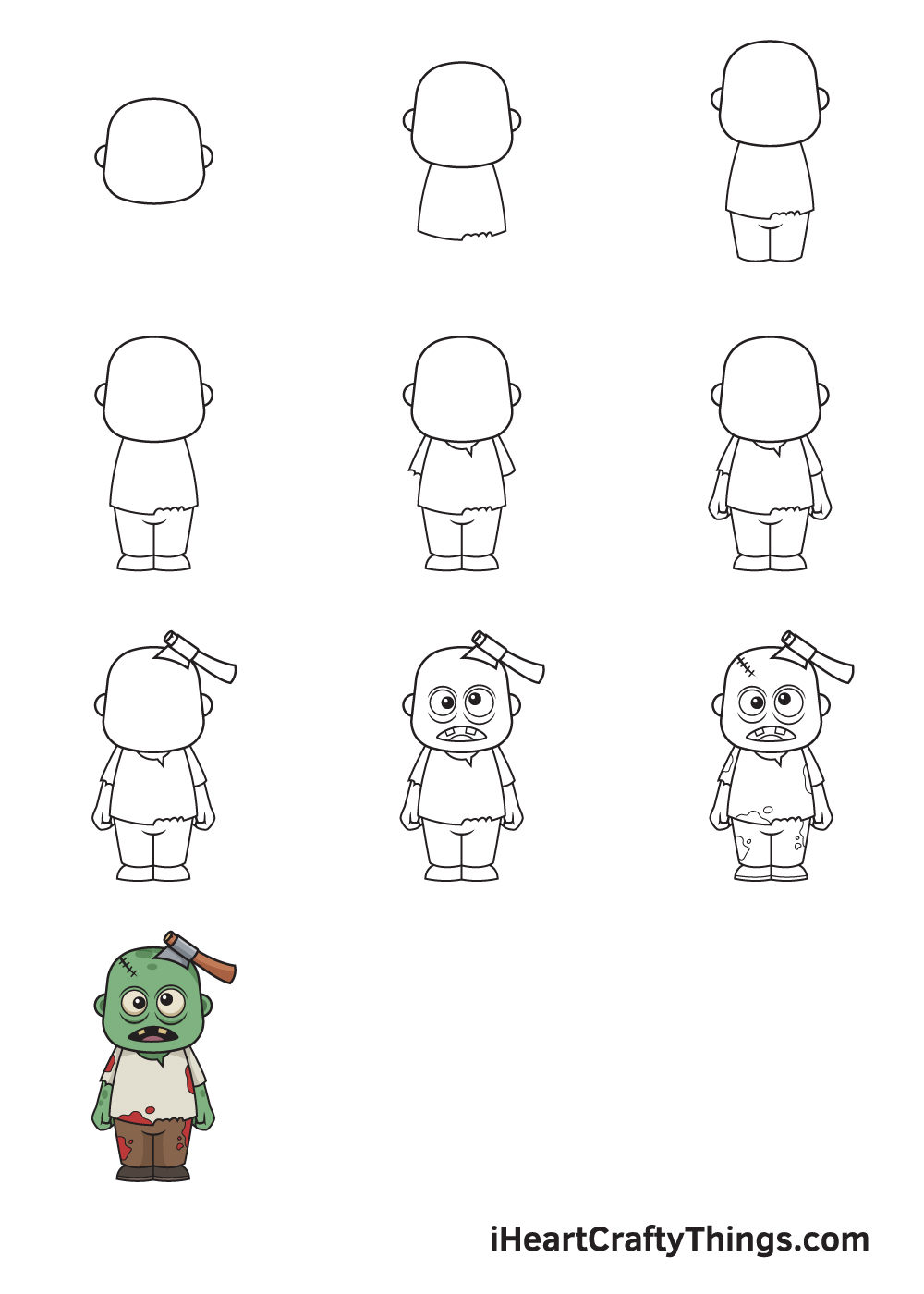 How to Draw a Cartoon Zombie - Really Easy Drawing Tutorial