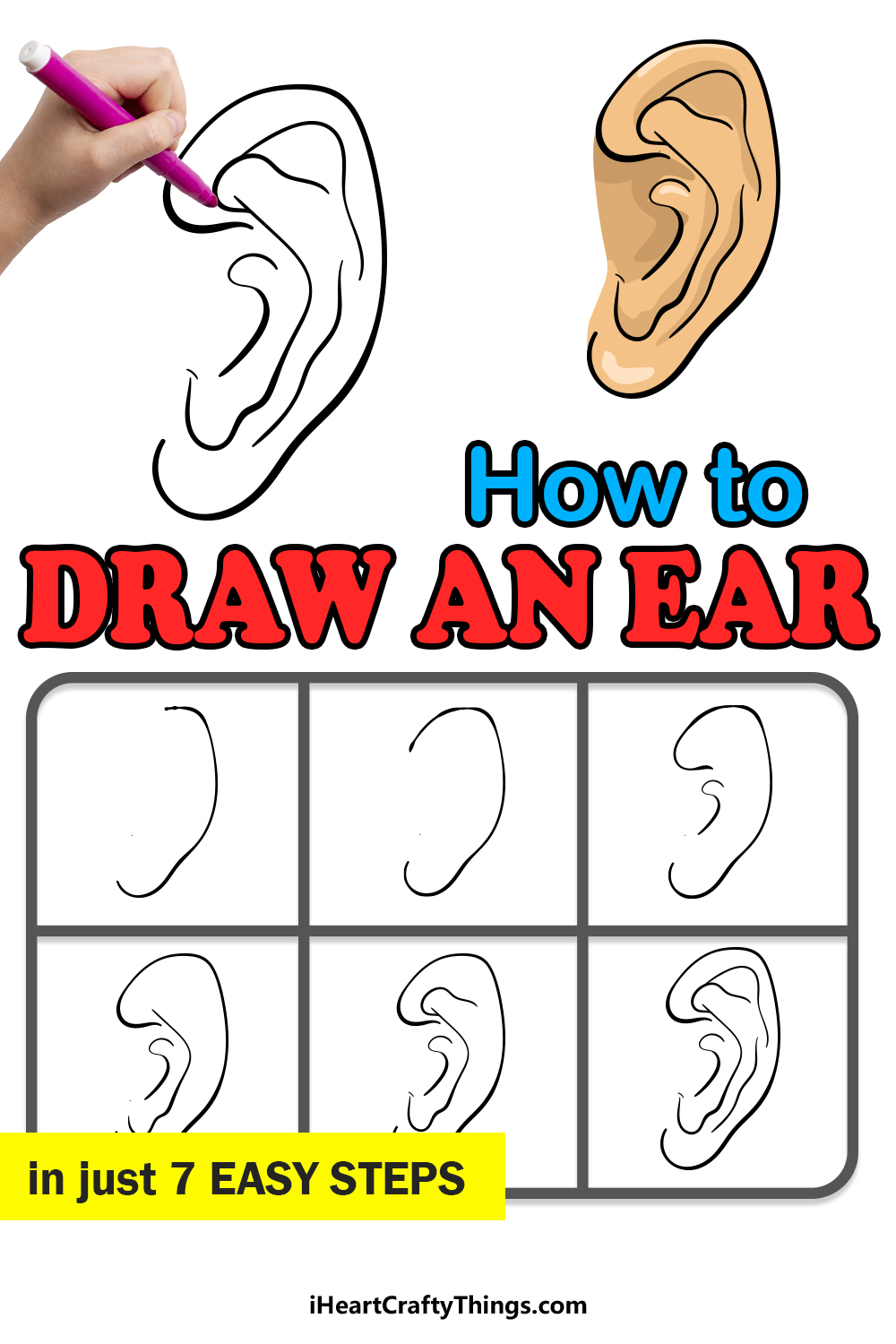 how to draw an ear in 7 easy steps
