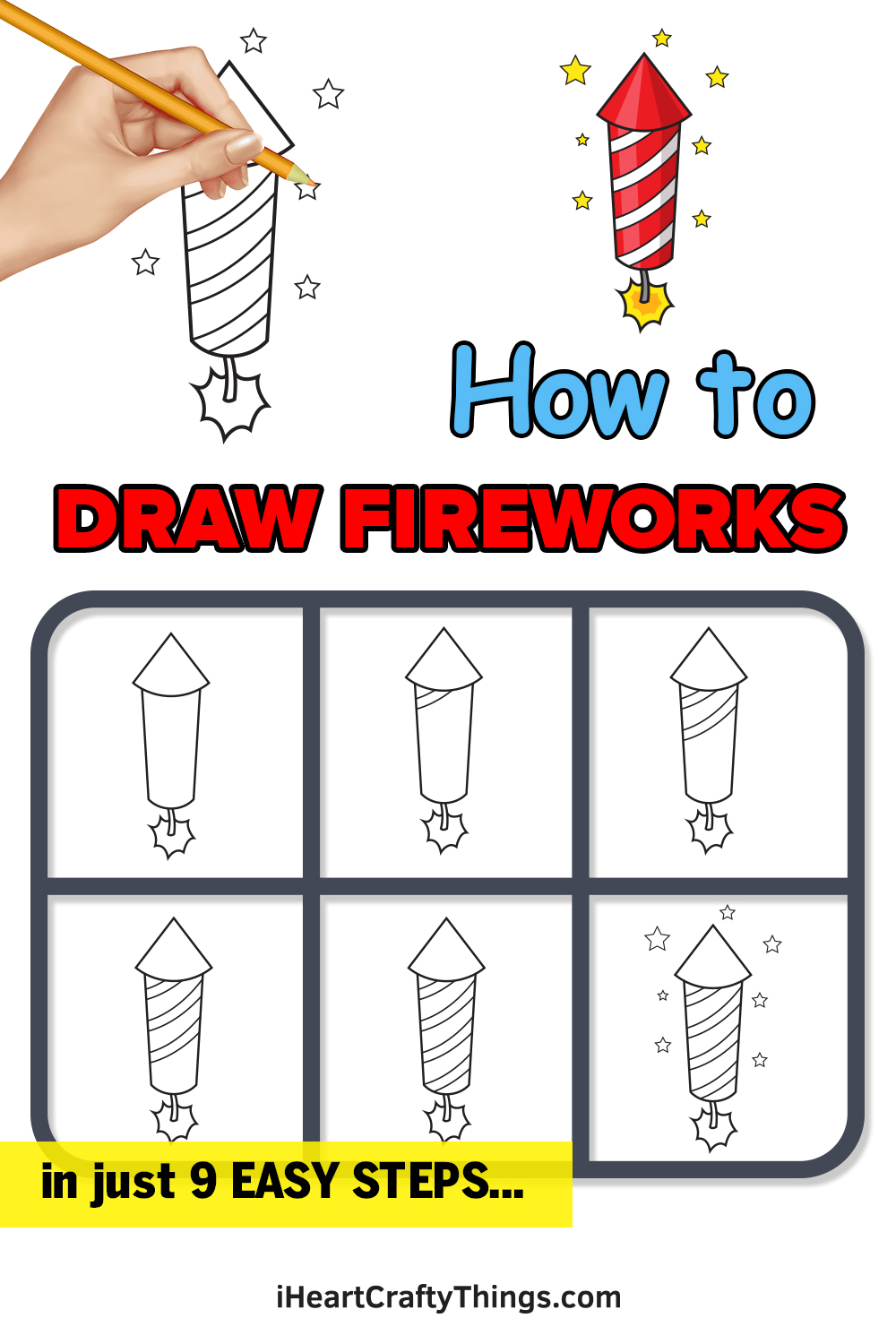 how to draw fireworks step by step easy