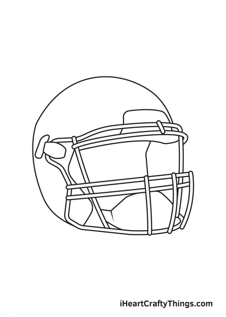 Football Helmet Drawing - How To Draw A Football Helmet Step By Step