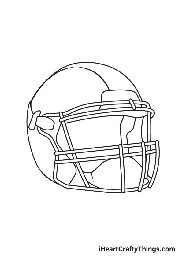 Football Helmet Drawing - How To Draw A Football Helmet Step By Step